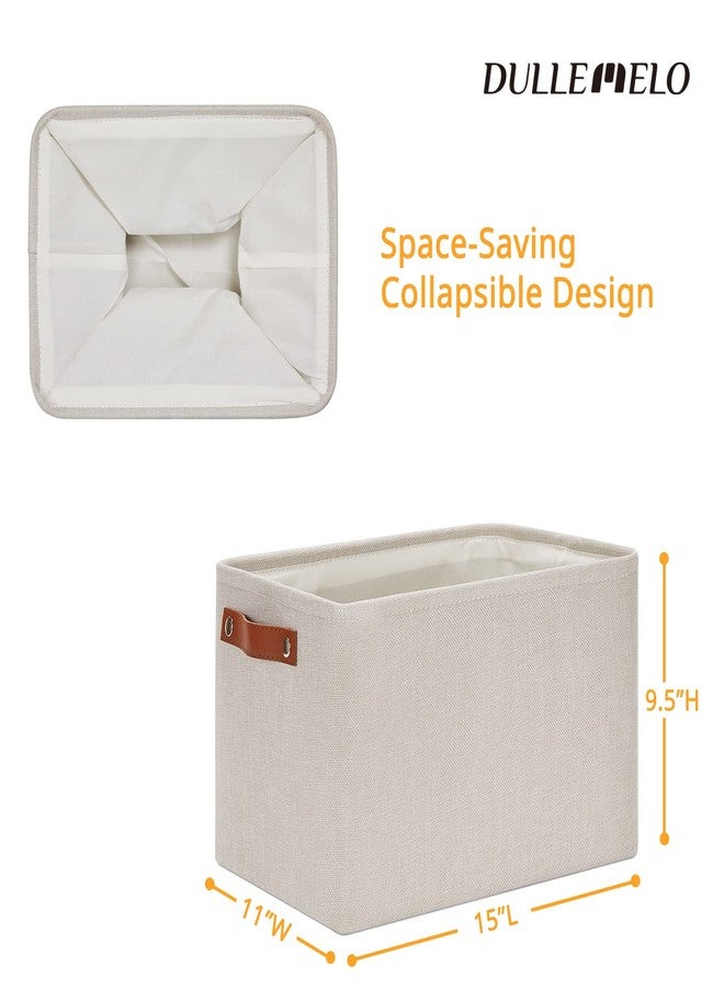 DULLEMELO Fabric Organizer for Storage, Office, Home, Nursery - Small Fabric Storage Basket with Handles (Beige) - Image 2